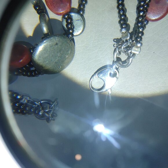 Sterling Silver Natural Stone Necklace Red Jasper or Coral stamped 925 - Picture 11 of 13